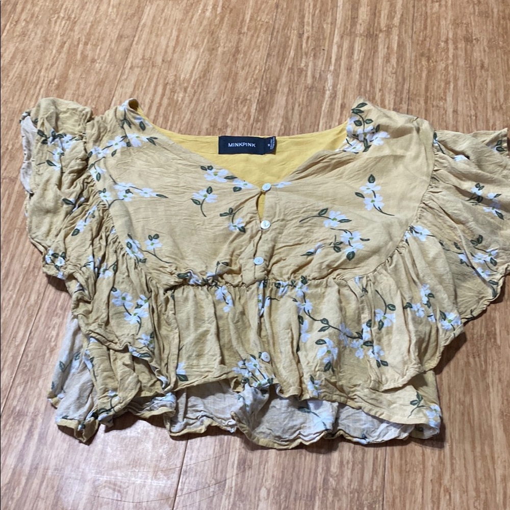 MINKPINK Yellow Floral Women's Top